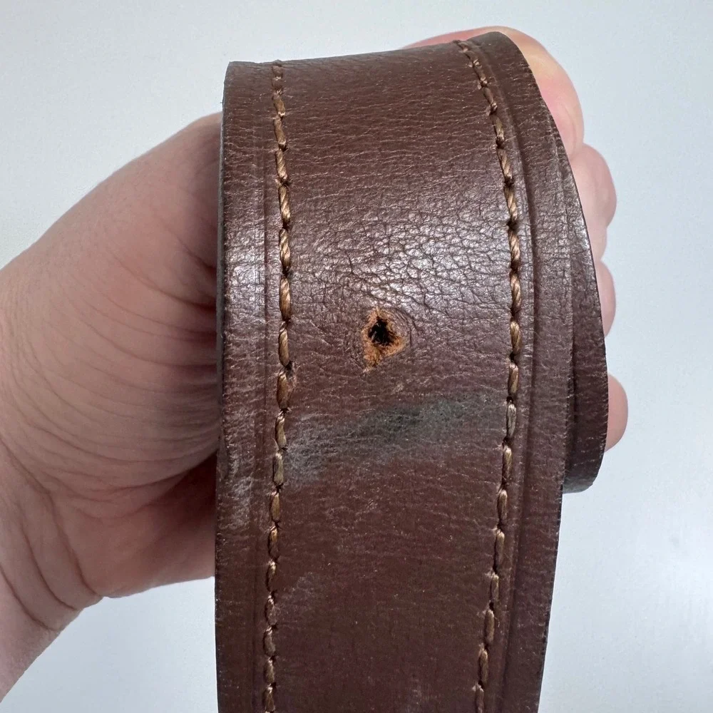 Dickies Mens Brown Leather Belt Matte Black Buckle 46-48 Gorpcore Utility Rugged